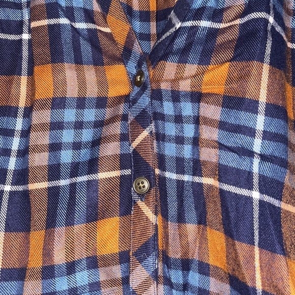 Matilda Jane Navy and Orange Plaid Long Shirt - Picture 3 of 5